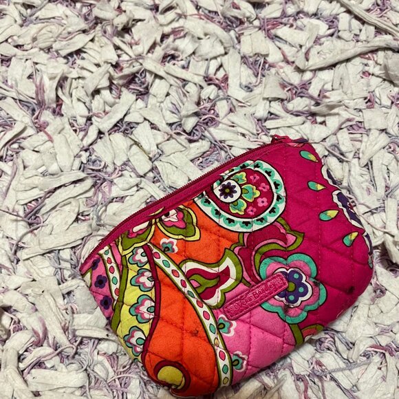 Vera Bradley Bag Wallet Cosmetic Case With Mirror Attached Pink Pattern Like New - Picture 8 of 10